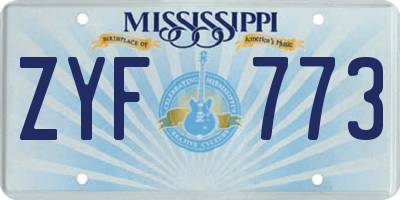 MS license plate ZYF773