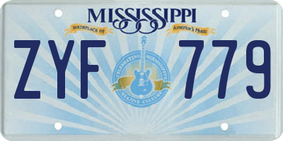 MS license plate ZYF779