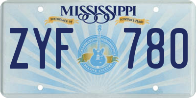 MS license plate ZYF780