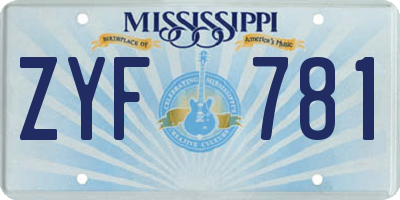 MS license plate ZYF781