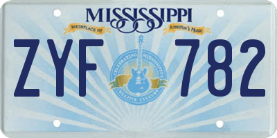 MS license plate ZYF782