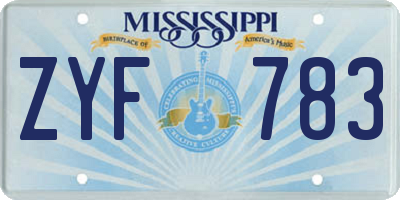 MS license plate ZYF783