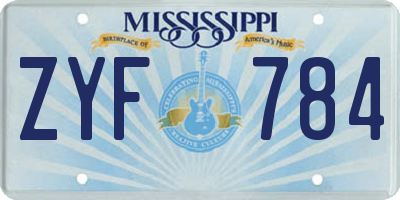 MS license plate ZYF784