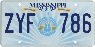 MS license plate ZYF786