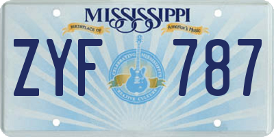 MS license plate ZYF787