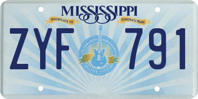 MS license plate ZYF791
