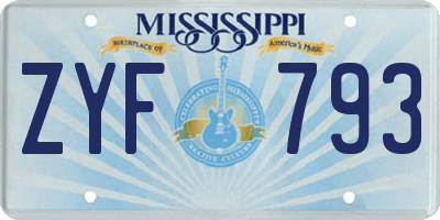 MS license plate ZYF793