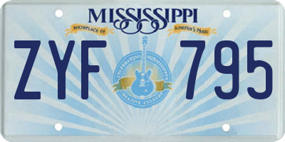MS license plate ZYF795