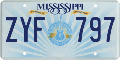 MS license plate ZYF797