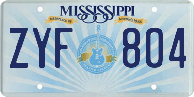 MS license plate ZYF804