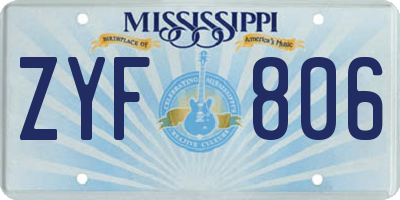 MS license plate ZYF806
