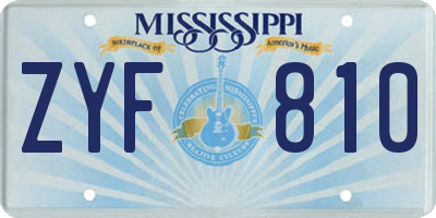 MS license plate ZYF810