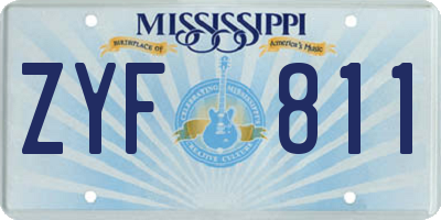 MS license plate ZYF811