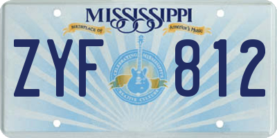MS license plate ZYF812
