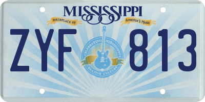MS license plate ZYF813