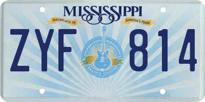 MS license plate ZYF814