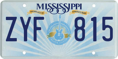 MS license plate ZYF815