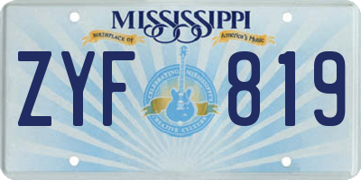 MS license plate ZYF819