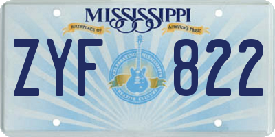 MS license plate ZYF822