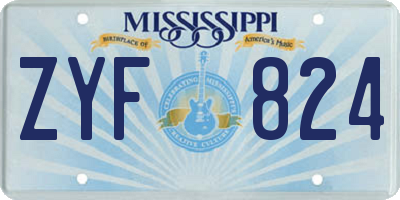 MS license plate ZYF824