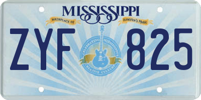 MS license plate ZYF825