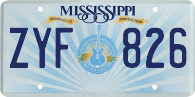 MS license plate ZYF826