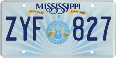 MS license plate ZYF827