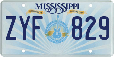MS license plate ZYF829