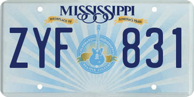 MS license plate ZYF831