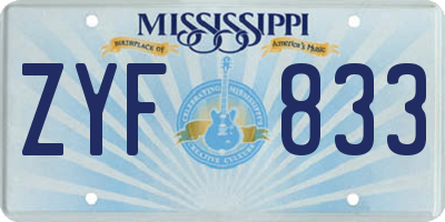 MS license plate ZYF833