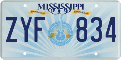 MS license plate ZYF834