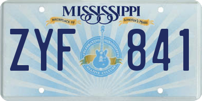 MS license plate ZYF841