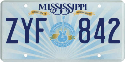 MS license plate ZYF842