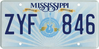 MS license plate ZYF846