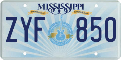 MS license plate ZYF850