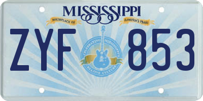 MS license plate ZYF853