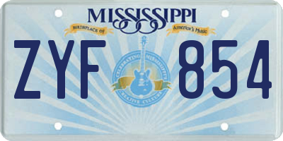 MS license plate ZYF854