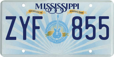 MS license plate ZYF855