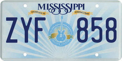 MS license plate ZYF858