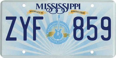 MS license plate ZYF859