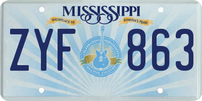 MS license plate ZYF863
