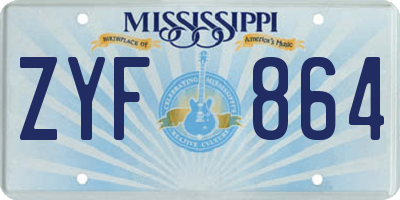 MS license plate ZYF864