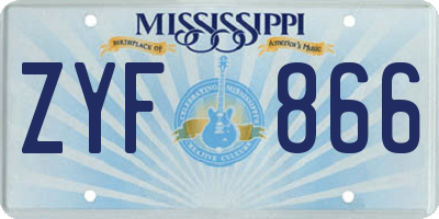 MS license plate ZYF866