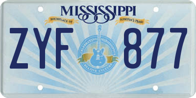 MS license plate ZYF877