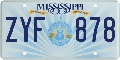 MS license plate ZYF878
