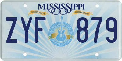 MS license plate ZYF879