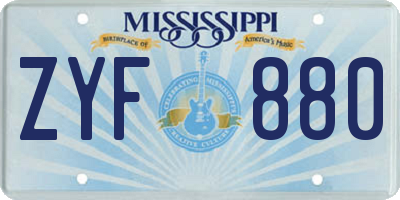 MS license plate ZYF880
