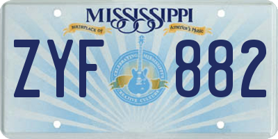 MS license plate ZYF882