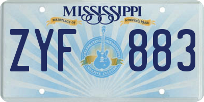 MS license plate ZYF883