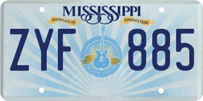 MS license plate ZYF885